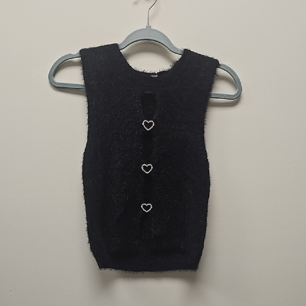 Forever 21 Black Fuzzy Sleeveless Top